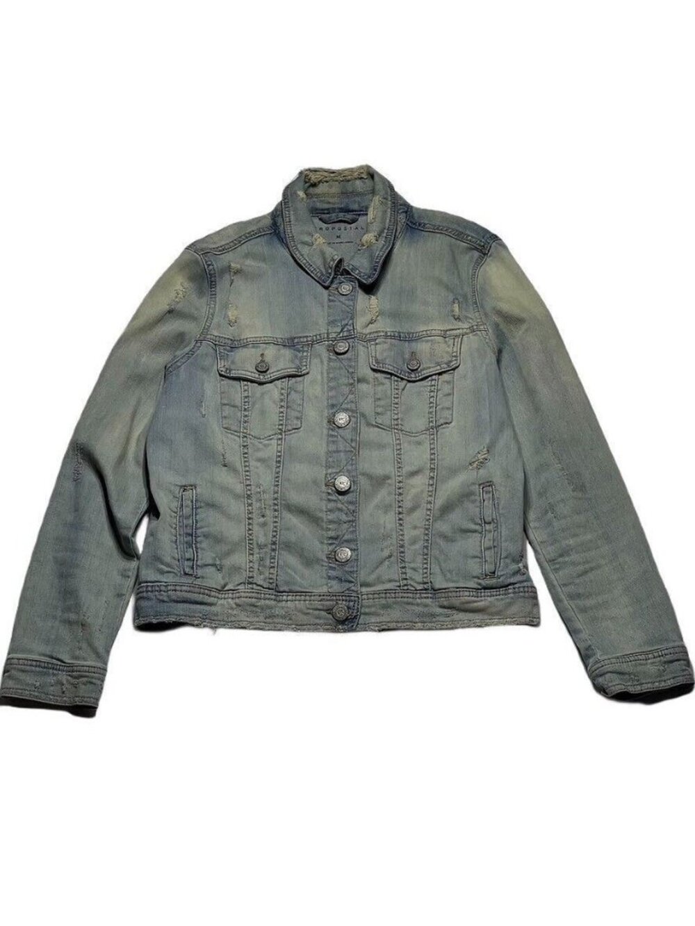 AEROPOSTALE Trucker Distressed Light Wash Denim Jacket size M